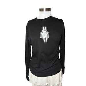 Fera Style Women's Long Sleeve Shirt Black Bunny Ski Goggle Graphic Size M